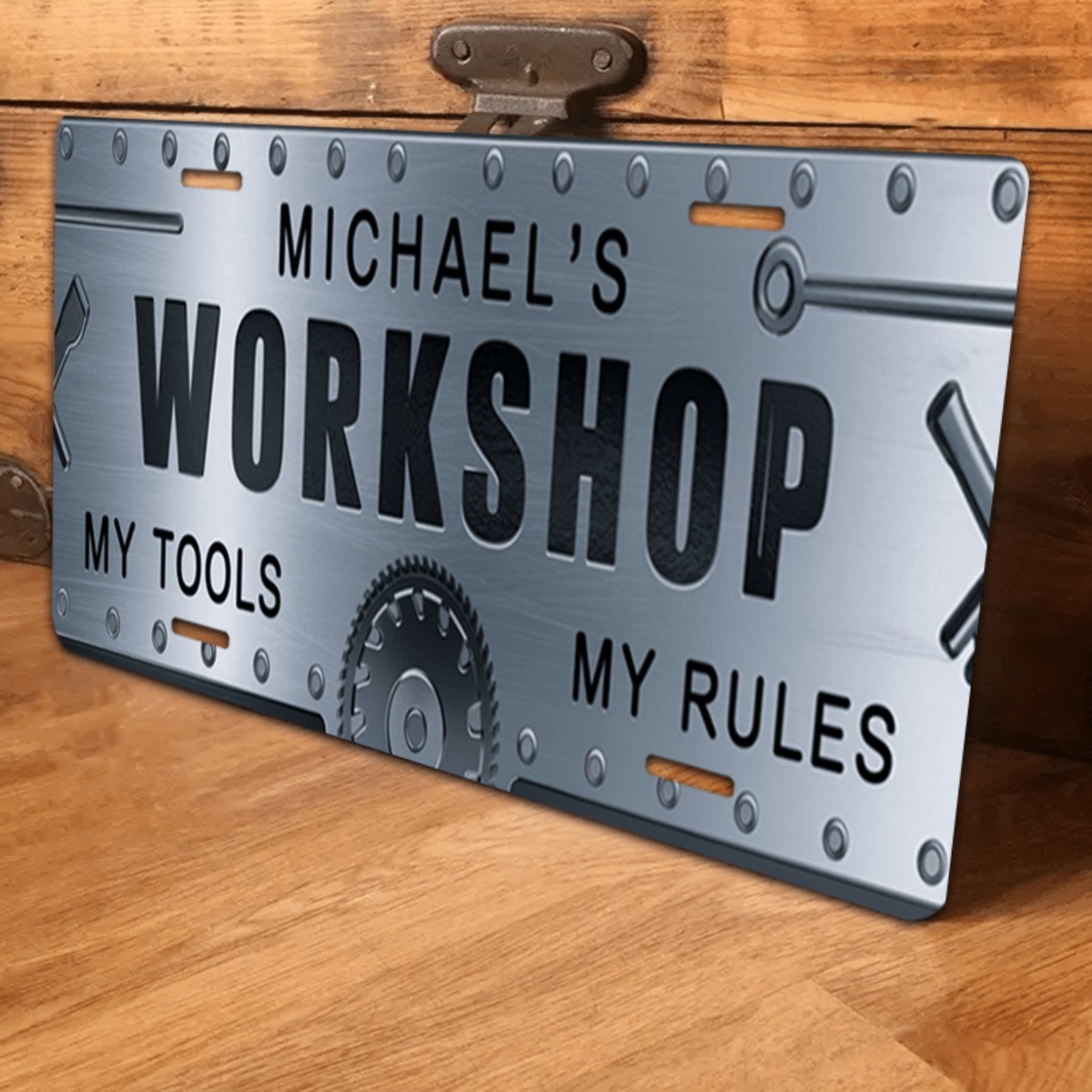 Workshop Tools And Names - لافتة ألومنيوم مخصصة للورشة مقاس 6×12